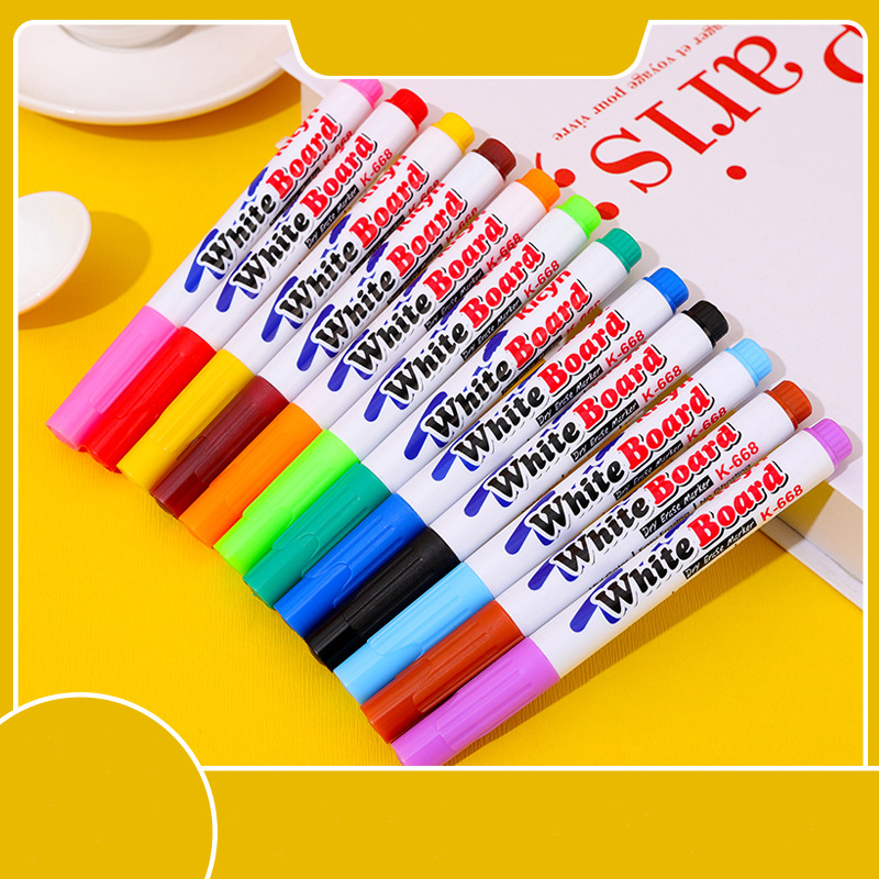 12 색 자석 화이트 보드 마커 펜 세트 낙서 지울 수있는 어린이 아트 화이트 보드 연필 칠판 레터링 편지지